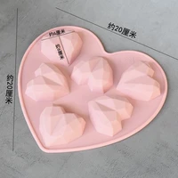 1piece diy valentines day 3d diamond heart letters number chocolate cake decorating mold silicone mould handmade creativity
