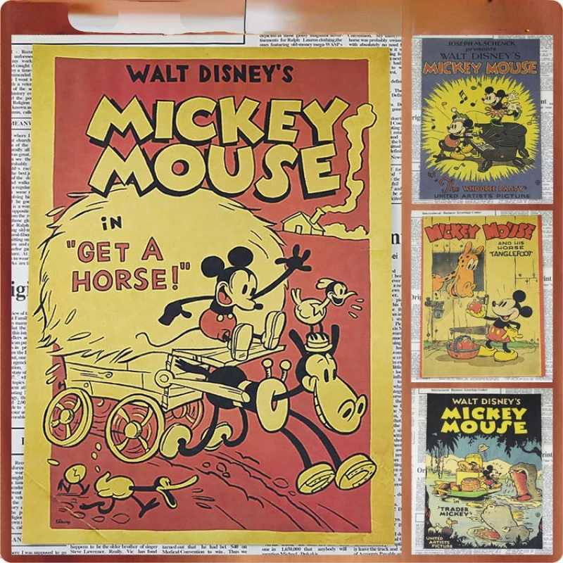 

Disney Mickey Mouse Cartoon Anime Nostalgic Retro Kraft Paper Poster Wine Children's Room Decoration Home Decor Wall Art