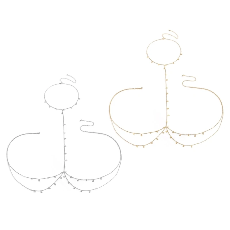 

Body Chain Chest Chains with Star Tassel Decors Party Night Club Body Shinning Waist Jewelry for Woman Hot Girls Drop Shipping