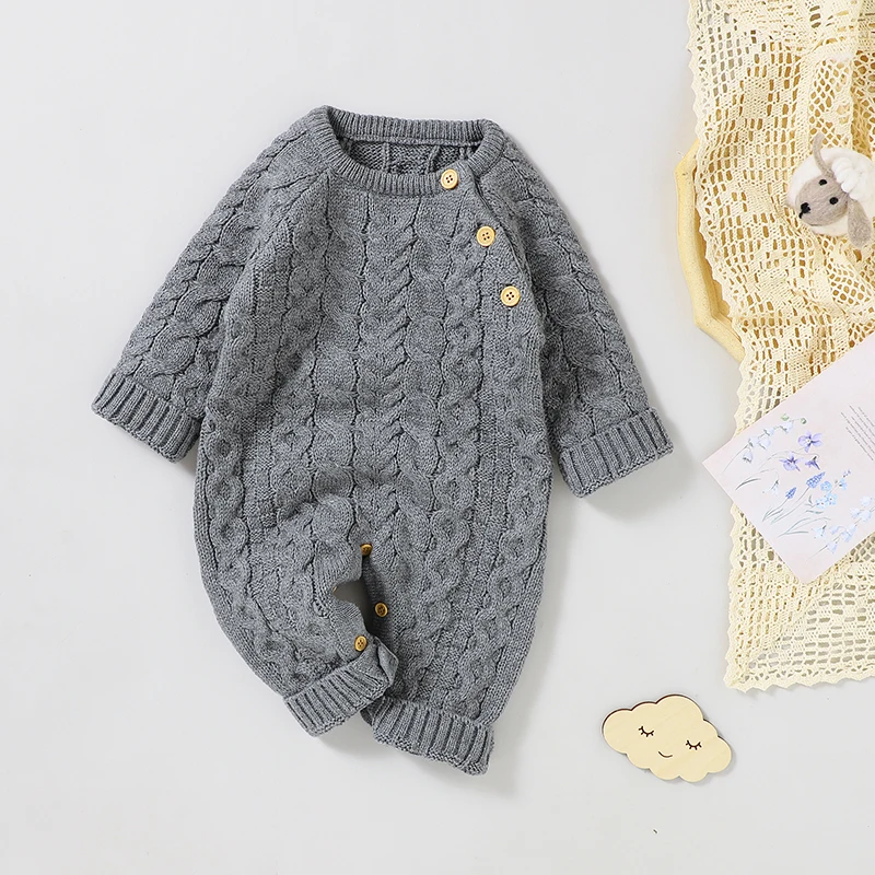 

Baby Rompers Long Sleeve Knit Newborn Boys Girls Jumpsuits Autumn Winter Infant Outerwear Playsuits 0-18m Toddler Outfit Clothes