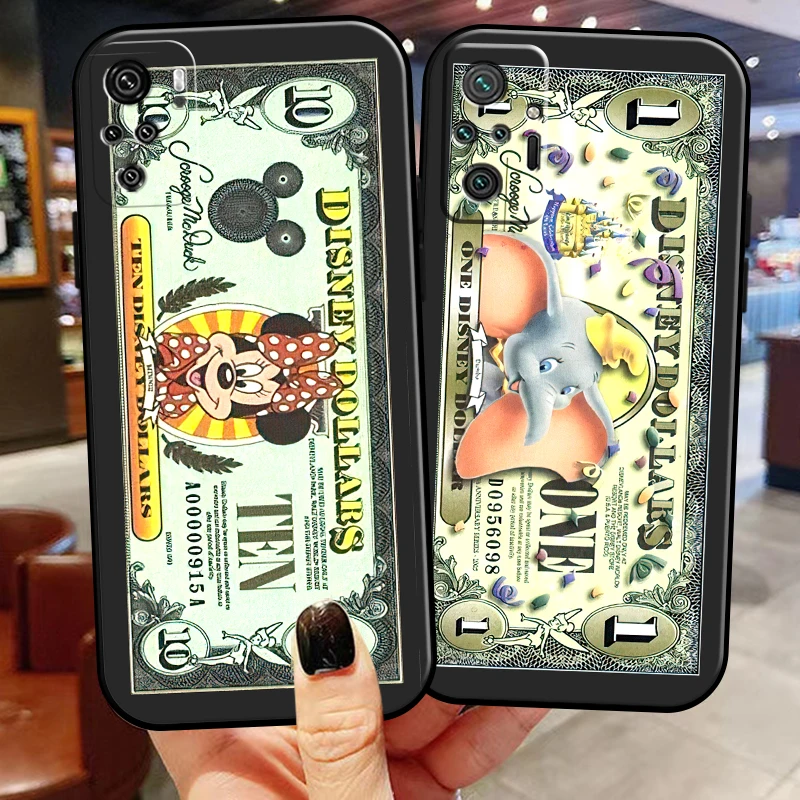 

Luxury Dollar Mickey Mouse For Xiaomi Redmi Note 10 10S 10T Pro Max 5G Phone Case Carcasa Liquid Silicon Silicone Cover Coque