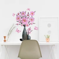 branch peach blossom vase butterfly wallpaper living room room decoration wall sticker self adhesive wholesale wall sticker