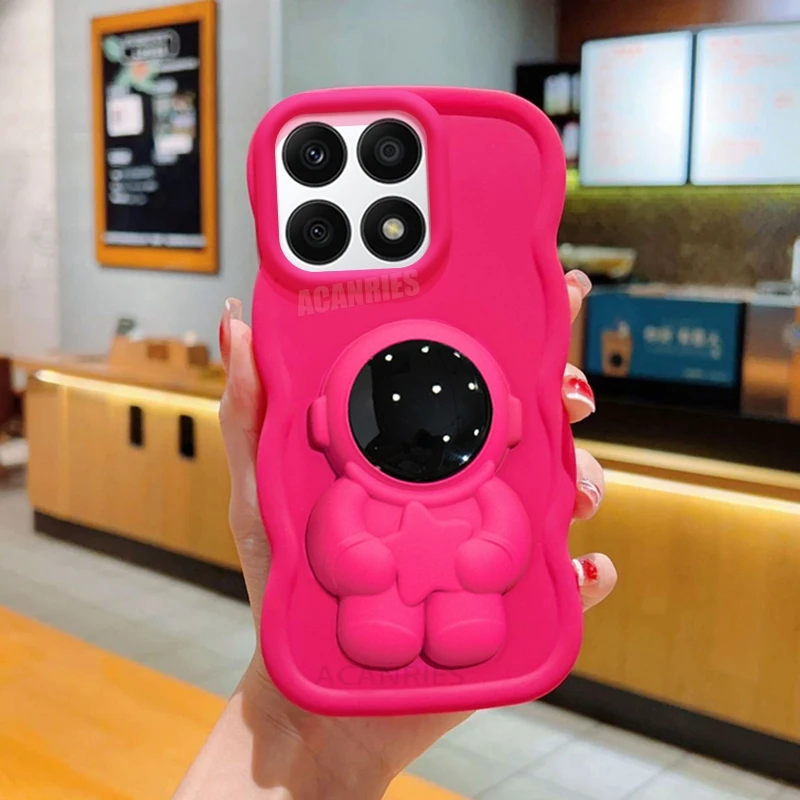 Honorx8 Держатель астронавта Волнистый силиконовый чехол для Huawei Honor X8 X8a X6 4g 5g X7 X7a X7b