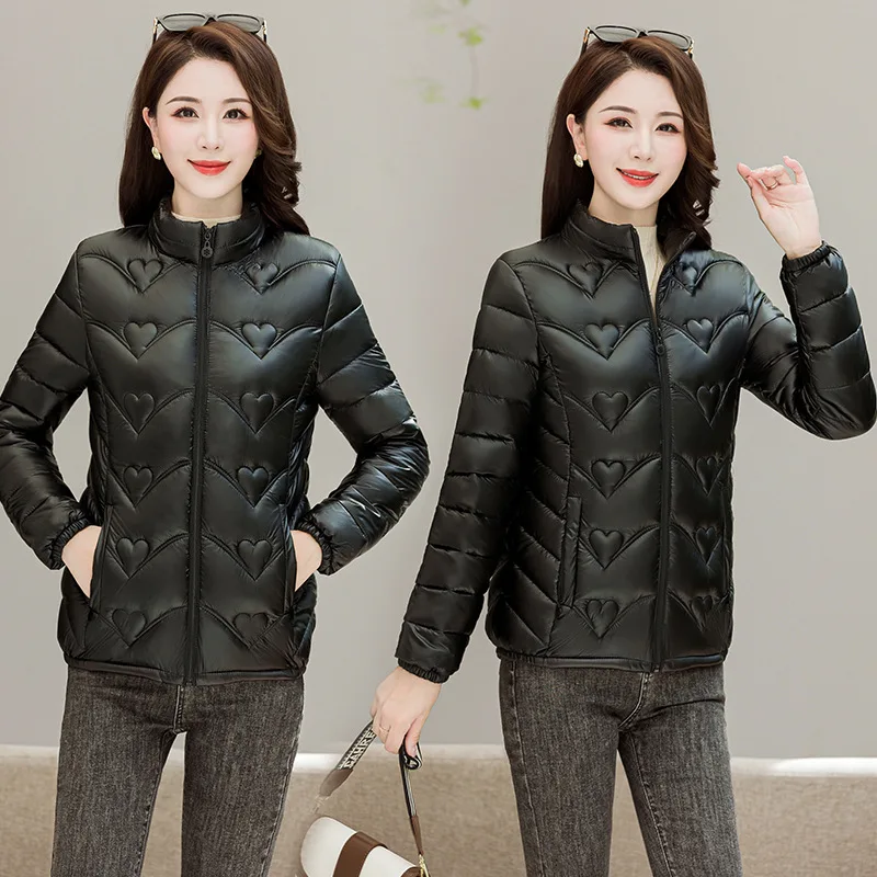 Fall Winter Stand Collar Lightweight Warm Down Jacket Solid Color Women's Casual Zipper Outerwear Puffer Jackets Female Coats