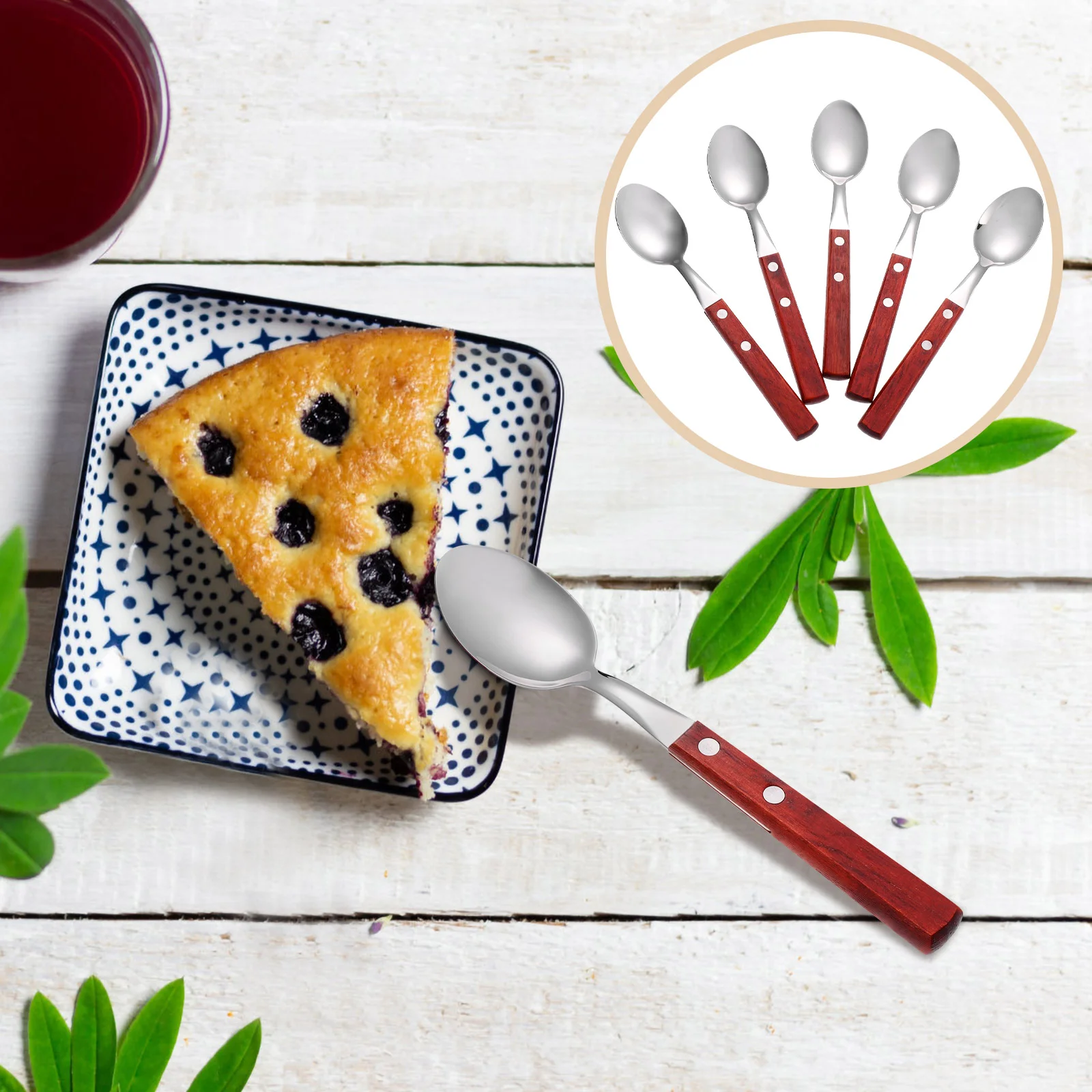 

Spoons Spoon Steel Stainless Dessert Metal Soup Ice Cream Coffee Cake Western Wood Set Dinner Tablespoon Fruit Tableware Mixing