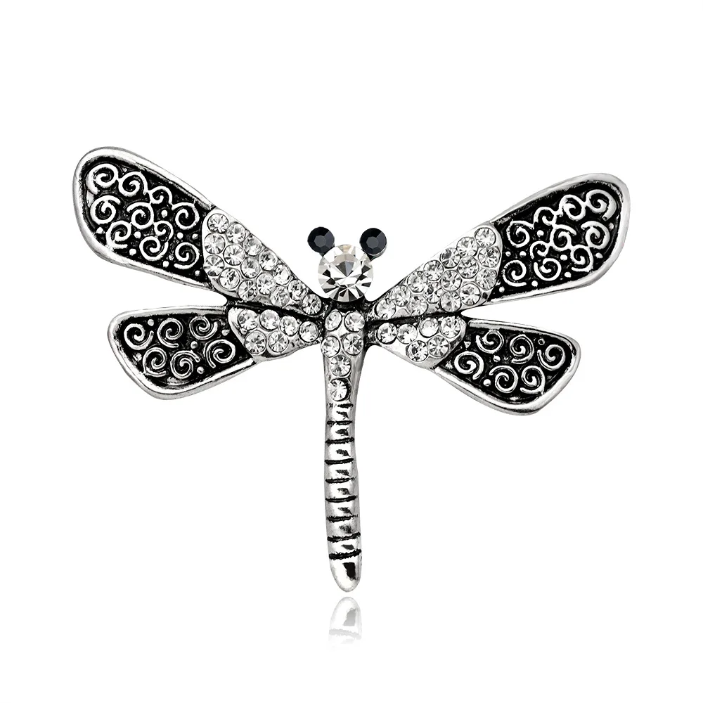 

TULX Vintage Rhinestone Dragonfly Brooches Women Insect Brooch Pins Dress Coat Accessories Dragonfly Wing Badge Jewelry