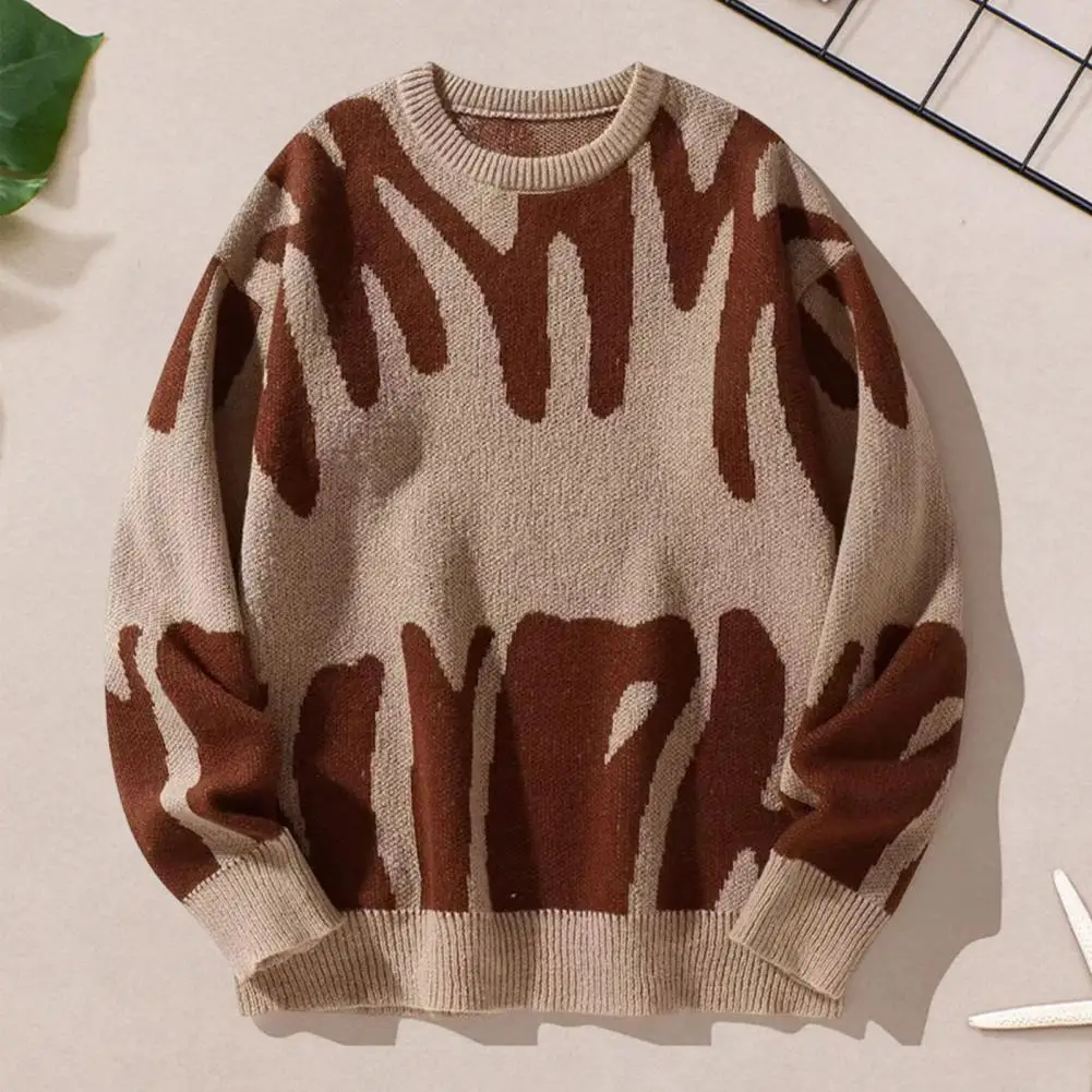 Новый популярный осенне-зимний пуловер с нерегулярным жаккардовым узором свитер