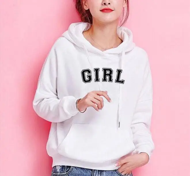 GIRL Letter Fashion Funny Hoodies Pullover Full Long Sleeve Girl Shirt Cotton O Neck Women casual Sweatshirt Dropshipping