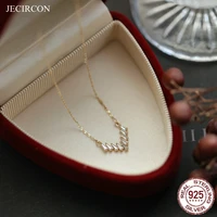 jecircon 100 925 sterling silver geometric zircon necklace simple ins gold silver color women wedding party fine jewelry 2022