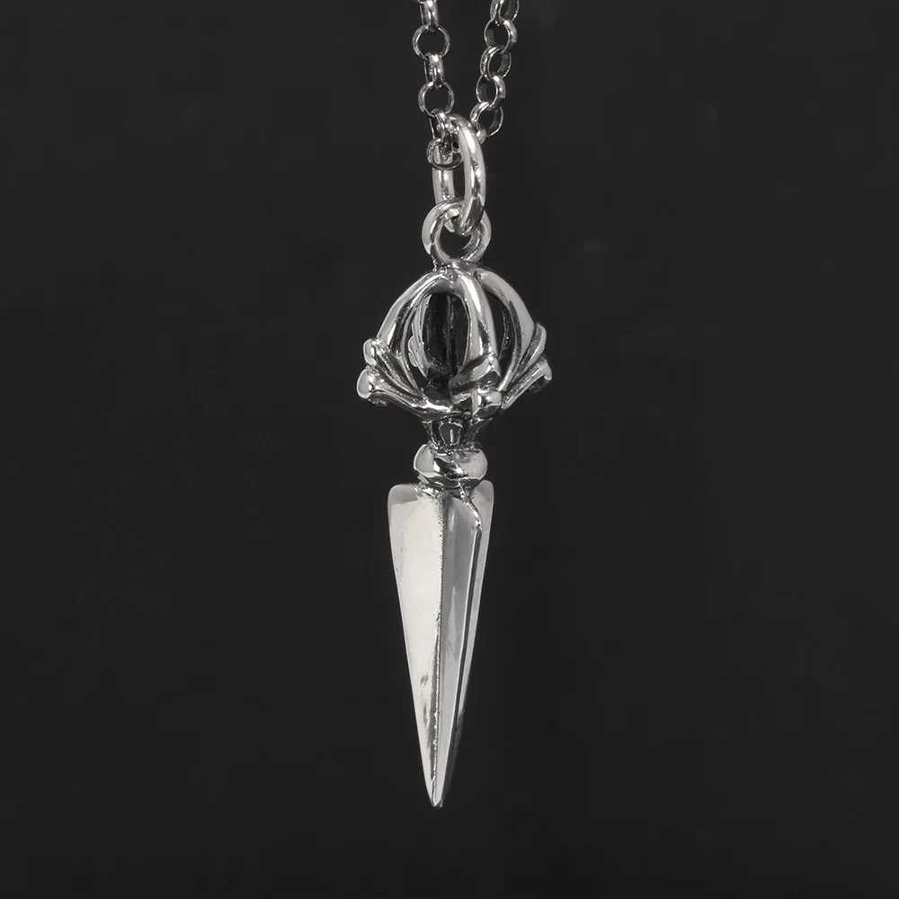 Фото Маленькая серебряная подвеска Vajra из настоящего 925 пробы для мужчин и женщин, буддистские молитвенные ювелирные украшения №2