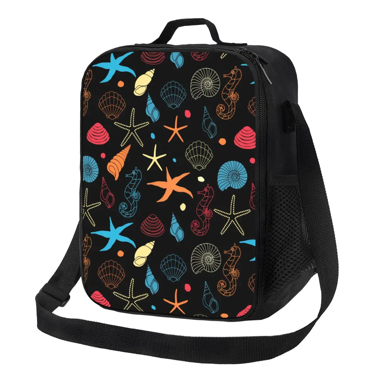 

Starfish And Shells Lunch Bag For Girls Cute Sea Creatures Lunch Box Kawaii Work Cooler Bag Portable Oxford Tote Food Bags