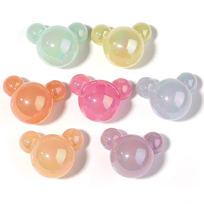 

5pcs/Lot 33x27mm Kid's Cartoon Mouse Head AB Color Acrylic Beads for Jewelry Making Spacer Beads DIY Bracelet Necklace Wholesal