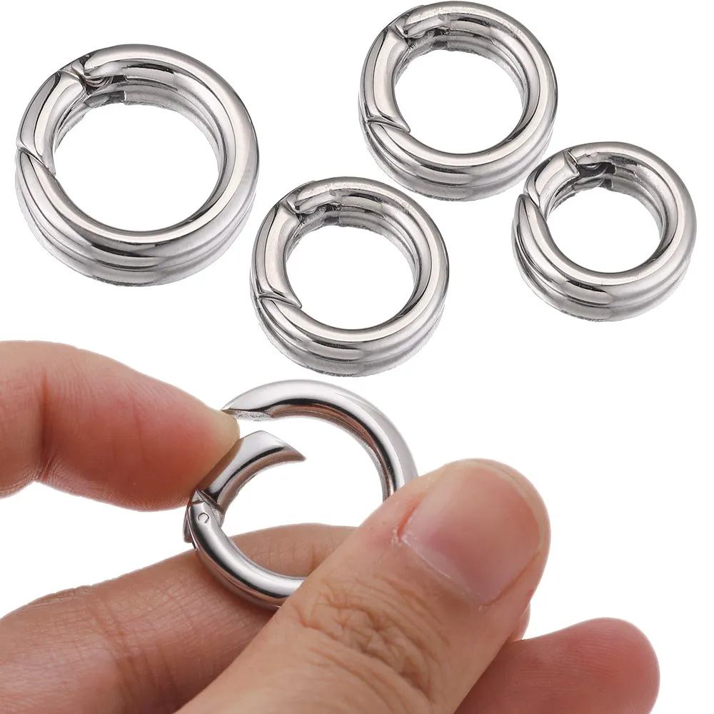 

Stainless Steel O Ring Spring Clasps Waterproof Round Carabiner Keychain Bag Clips Hook Dog Buckles Connector for DIY Jewelry