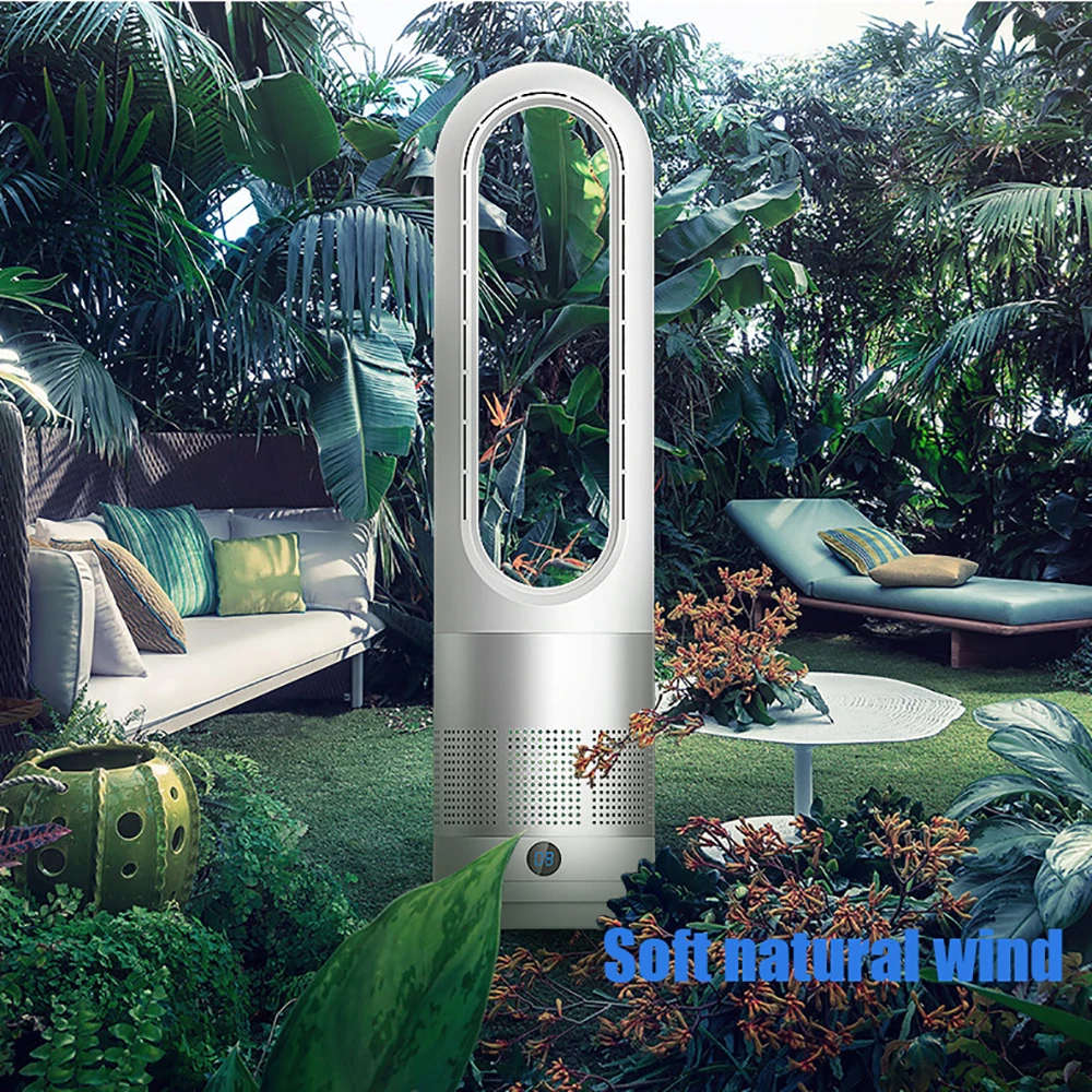 

Electric Fan Bladeless Fan Desktop Blower Vertical Heater Blower Household Mute Cool Remote Control Timing 8 Speeds