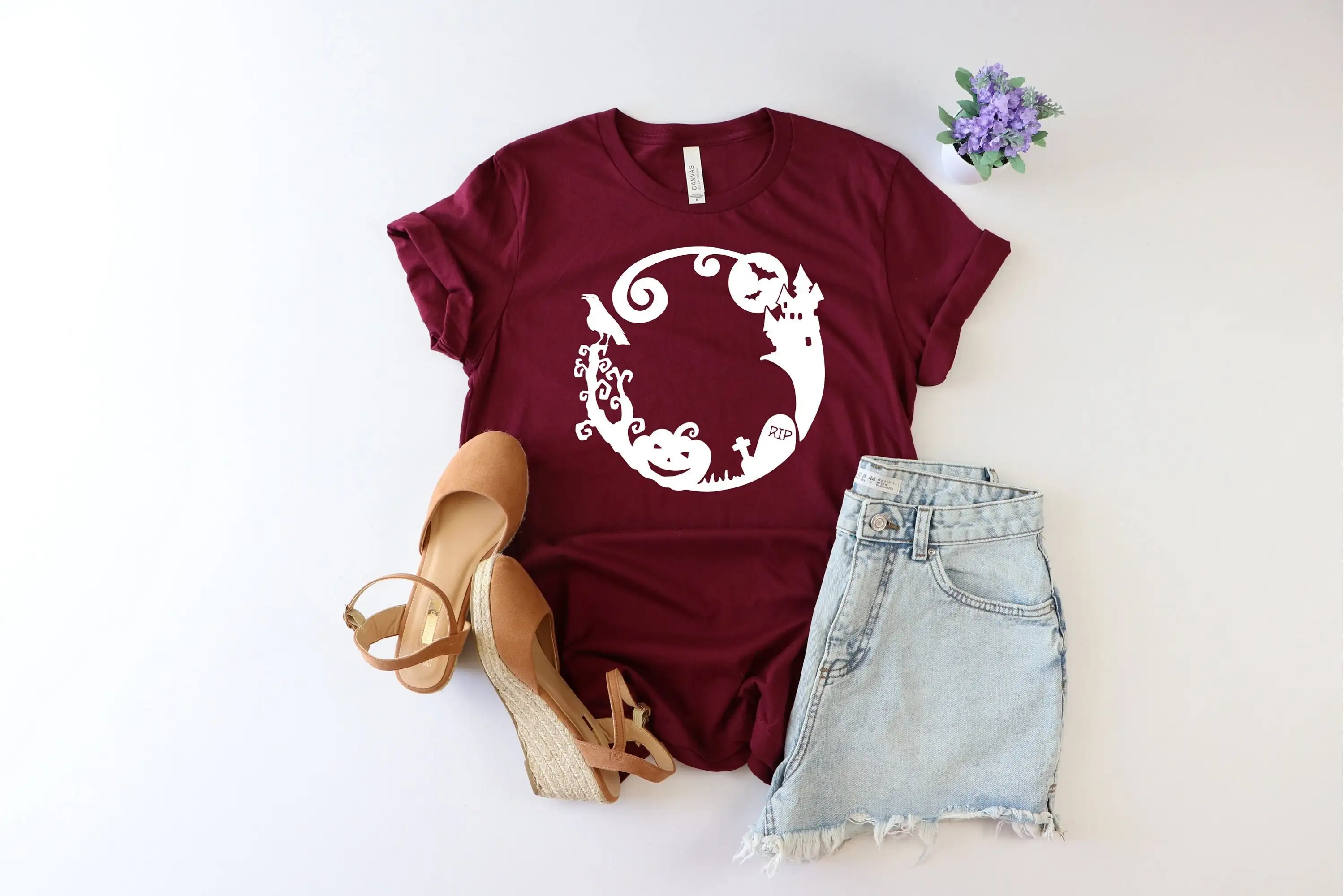 Круглая рубашка для Хэллоуина костюм футболка ведьмы семейная