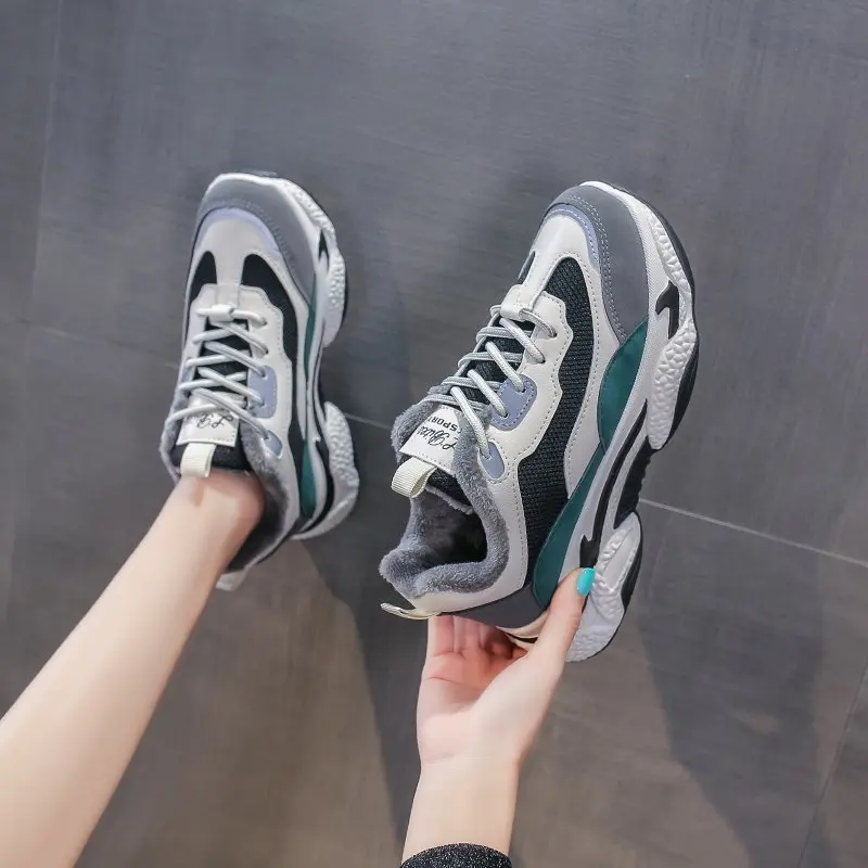 

Sneakers Ladies Rubber Non-slip Sole 2022 Running Shoes Warm Breathable Shoes Women Sneakers for Women Plush CASUAL SNEAKER