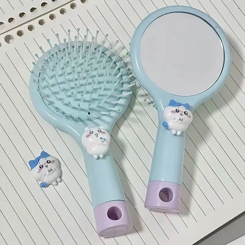 Симпатичная ручная зеркальная расческа Chiikawa два в одном для девушек портативная