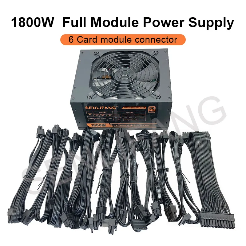 Оригинальный 1800 Вт полный модуль майнинга 180 В-240 В блок питания 6 GPU Ethereum ETH ATX PC psu