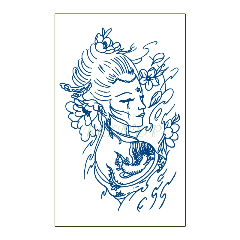 

Waterproof Temporary Juice Tattoo Sticker Sad Sexy Girl Flower Lasting Tattoos Flash Tatoo Fake Tatto Art for Men Women