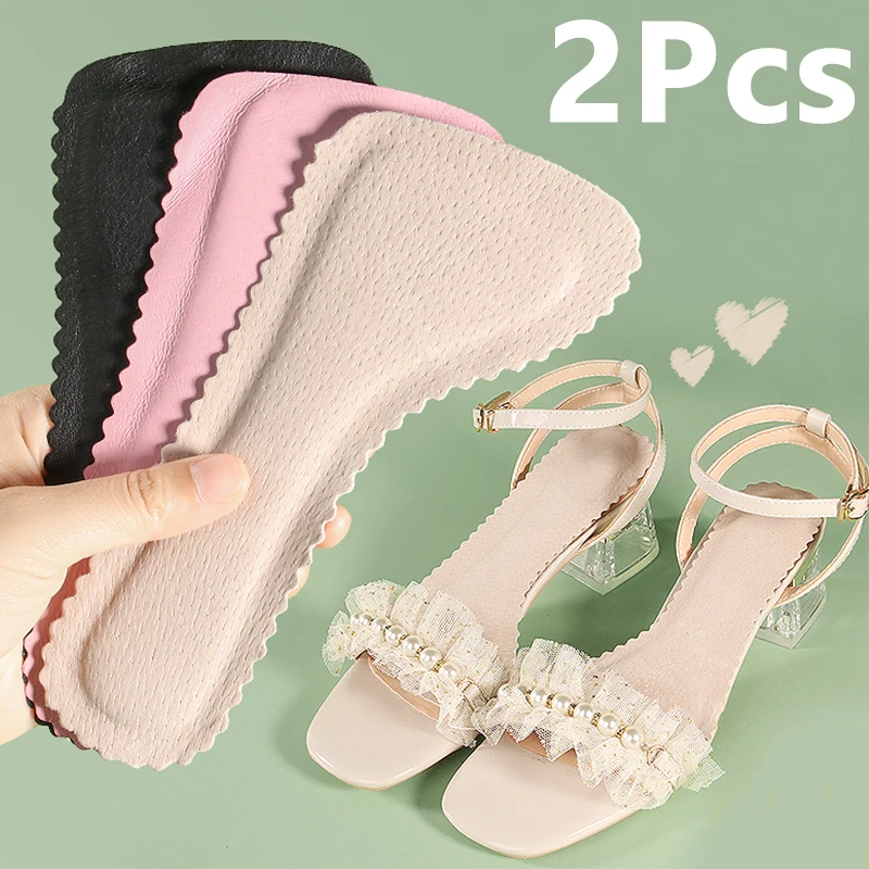 2Pcs Anti-Slip Sweat-absorbent Massage Insoles Seven-point Pad Leather Half Pad Women Feet High Heel Insoles Orthotics Tools