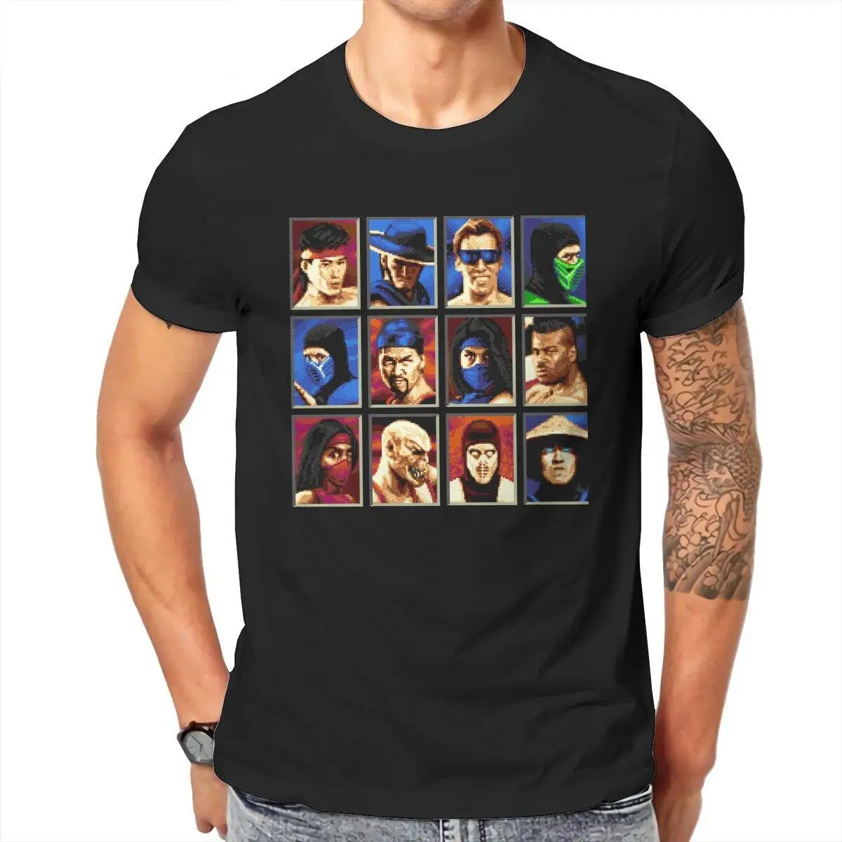 

Mortal Kombat II Genesis Character T-Shirts for Men Vintage Cotton Tees Crewneck Short Sleeve T Shirts Classic Tops