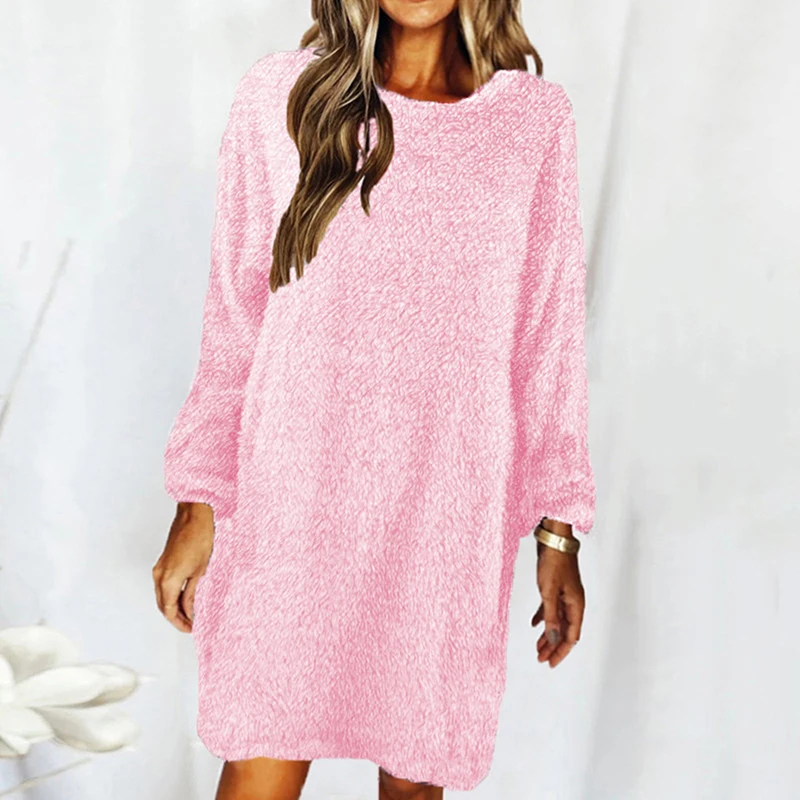 

Soft Plush Sweater for Women Fashion Casual Warm Long Sleeve O-Neck Loose Pullovers Tops Autumn Winter Women Clothing Sweater