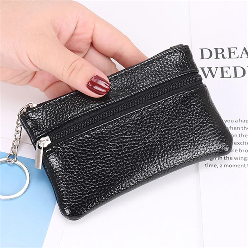

Women Men Soft PU Leather Mini Coin Purse Solid Color Simple Clutch Bag Zipper Key Wallet