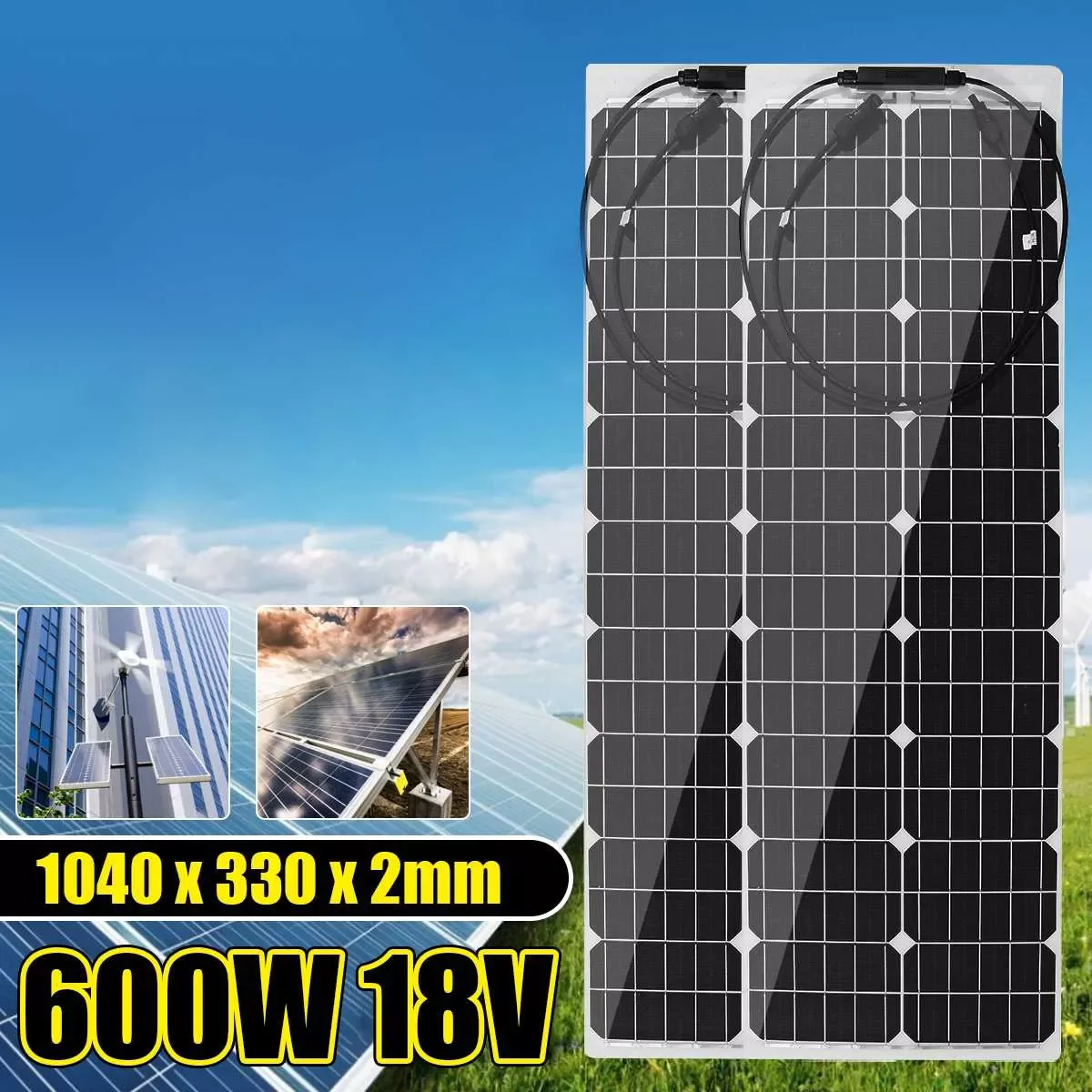 

18V 600W Flexible Monocrystalline Solar Panel For Car Boat Home Solar Battery Charger Waterproof Solar Panel Solar Cell Module