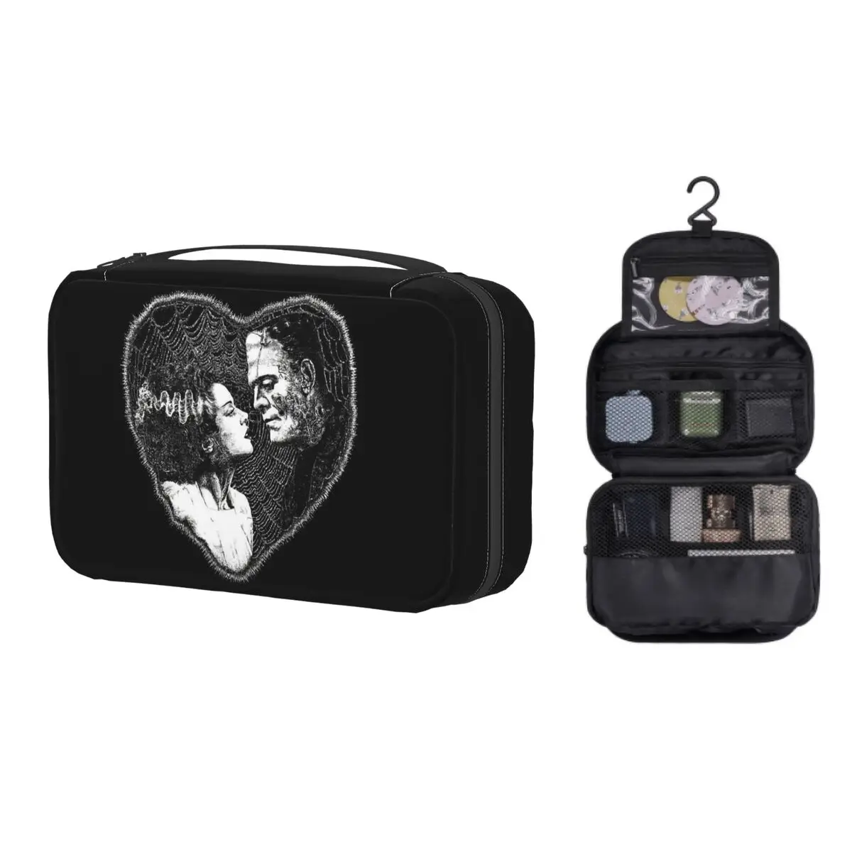 

Horror Film Bride Of Frankenstein Travel Cosmetic Bag Halloween Horror Movie Makeup Toiletry Organizer Ladies Storage Dopp Kit