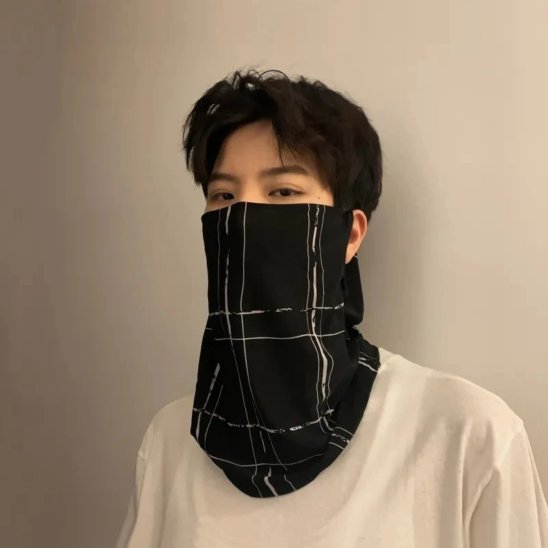 

2023 Sun Protection Hiking Breathable Soft Quick Dry Full Wrap Scarf Hood Ice Silk Lug Design Striped Pattern Unisex