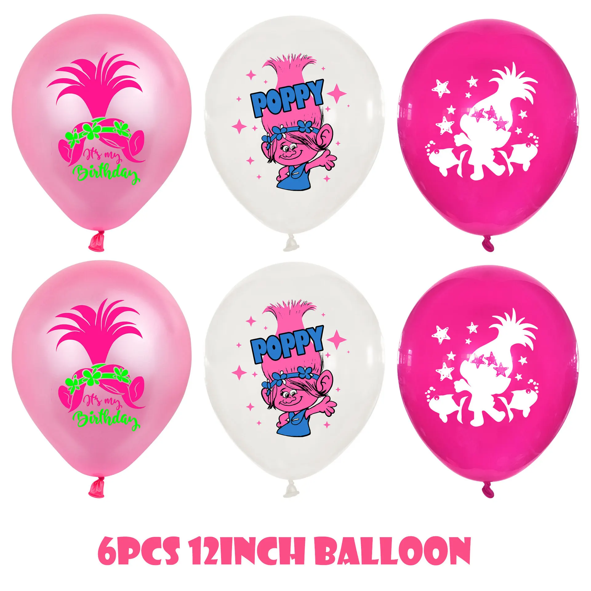 Воздушные шары розового цвета с изображением троллей украшение для вечерние