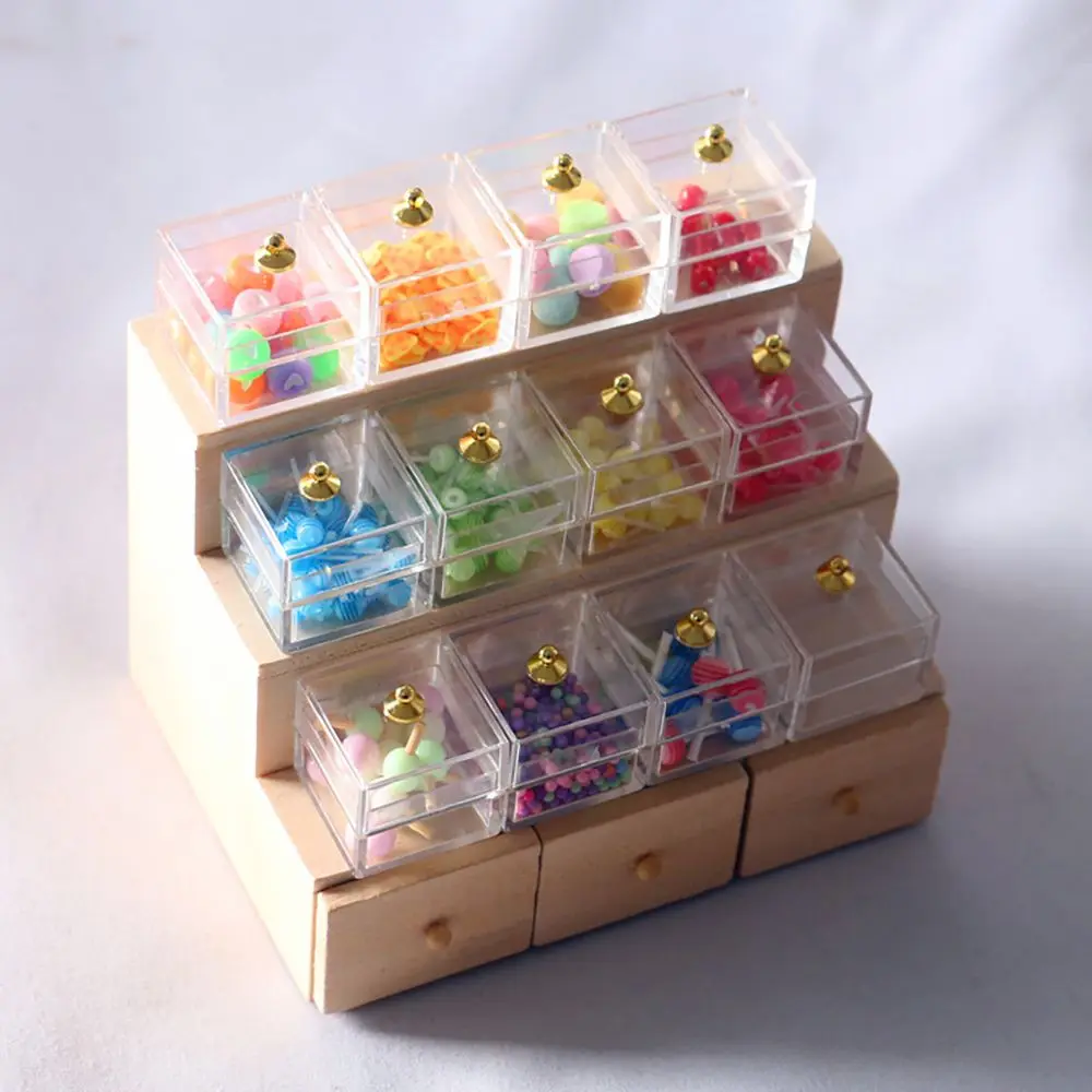 

Photo Props 1:12 Scale Role Play Game Dollhouse Display Rack Wood Candy Showcase Food Box Holder Miniature Shop Counter