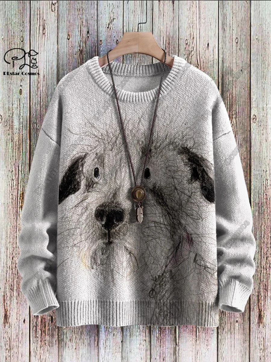 New Animal Series 3D Printed Retro Cute Dog Art Print Authentic Ugly Sweater Winter Casual Unisex Sweater G-1