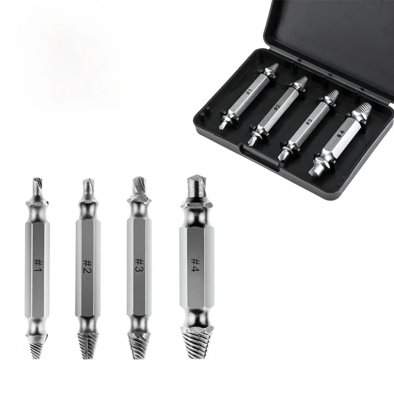 

4pcs Damaged Screw Extractor Drill Bit Set Easily Take Out Broken Screw Bolt Remover Stripped Screws Extractor Demolition Tools