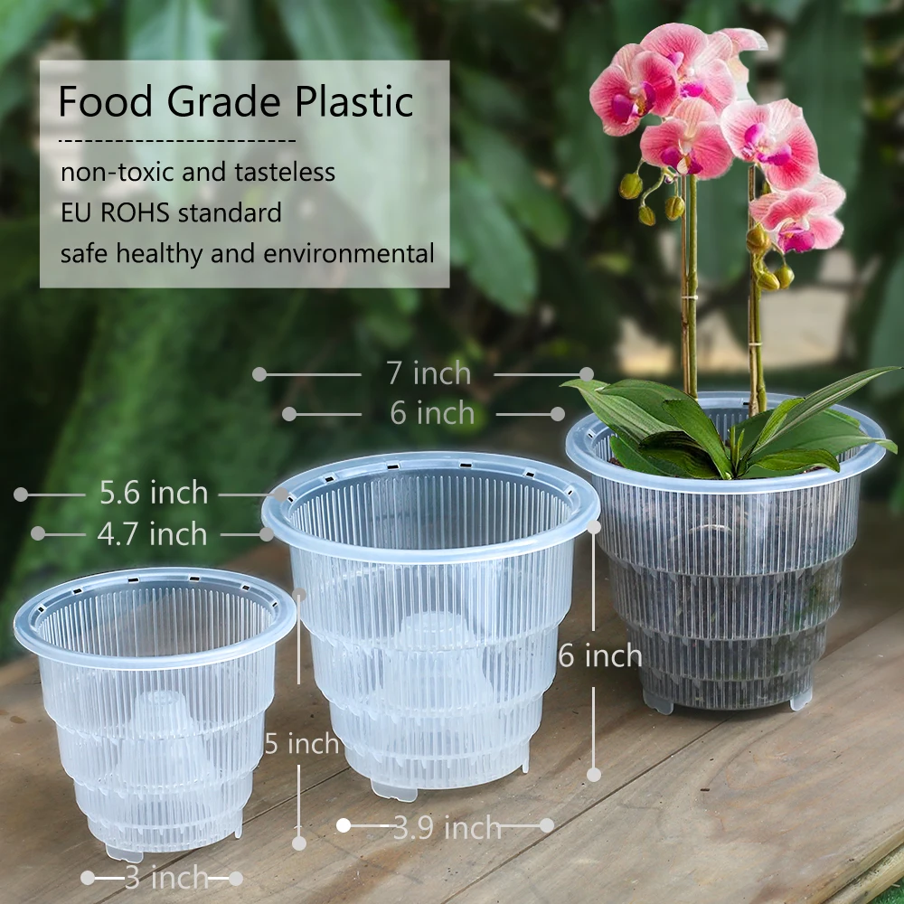 

Meshpot 10cm/12cm /15 cm Clear Plastic Orchid Pots With Holes Air Plastic Flower Pot Pruning Function and Root Growth Slots pots