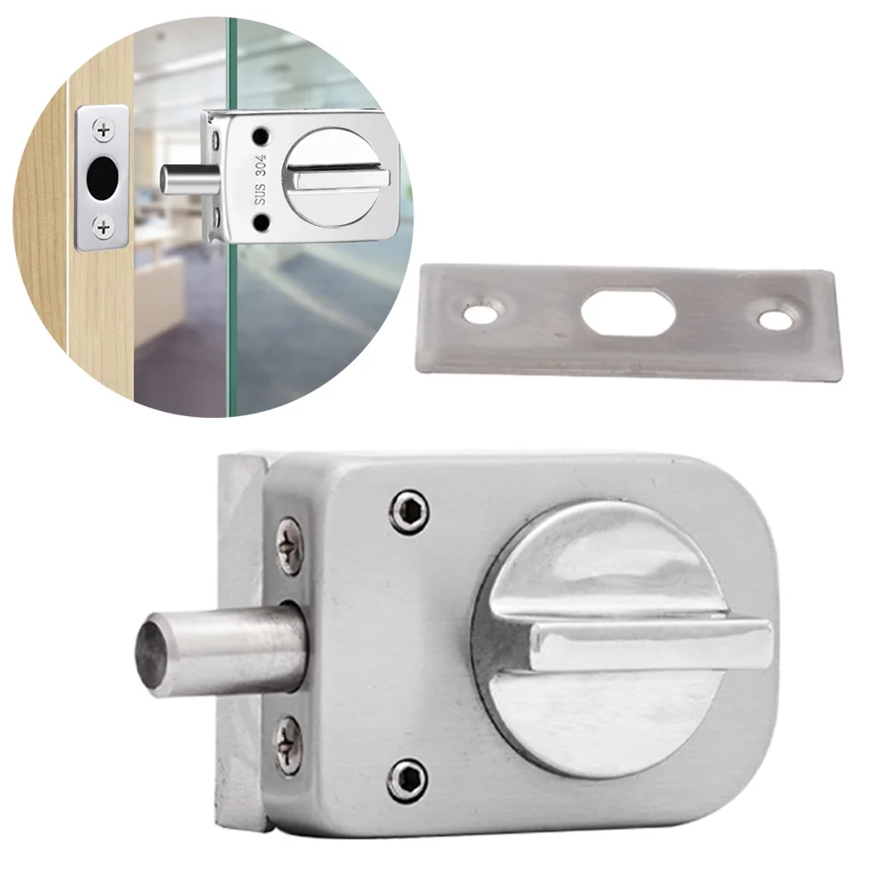 

1SET Glass Door Lock W/fixing Screw Stainless Steel Polished Brushed Surface 10-12mm Glass Latch For Bathroom Living Room