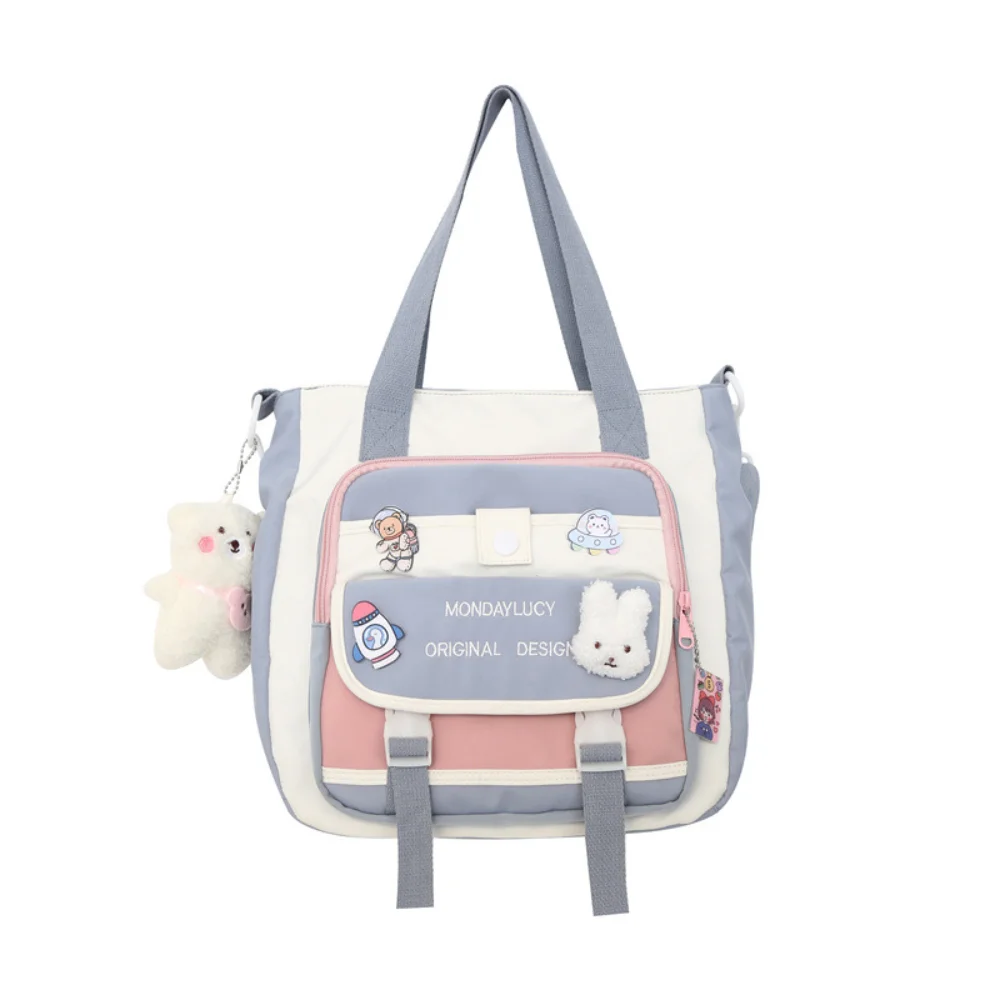 Cute Canvas Women Large Capacity Crossbody Bag Cute Primary School Students Class Carrying Book Bag Make Up One Shoulder Bags