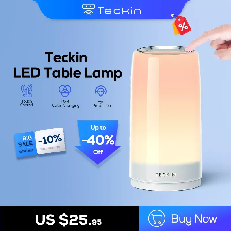 

Teckin DL31 LED Table Lamp Valentines Day Gift Touch Bedside Lamp Decoration Dimmable RGB 7 Colors Night Lights for Kids Bedroom