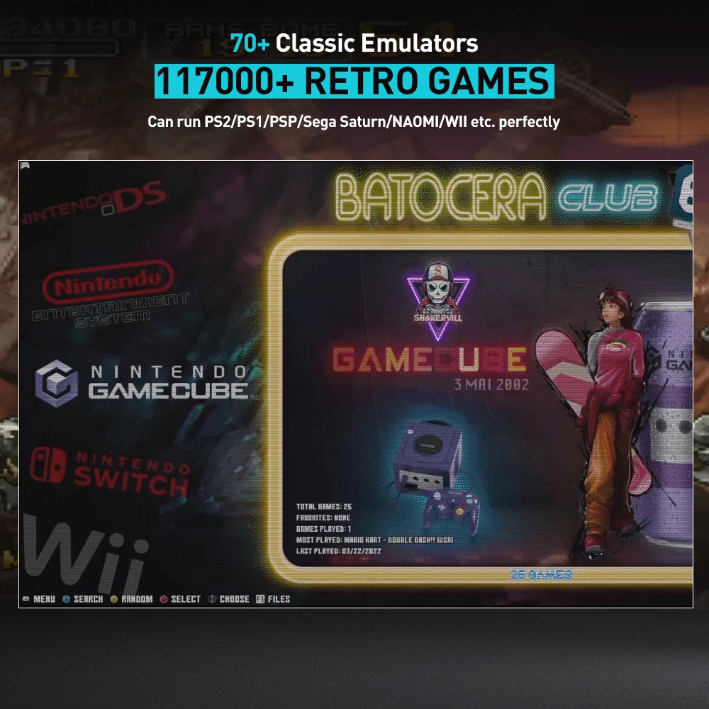 500G жесткий диск для игр Batocera с 63000 ретро-играми супер консоли X PC PS2/PS1/Sega Saturn/Game