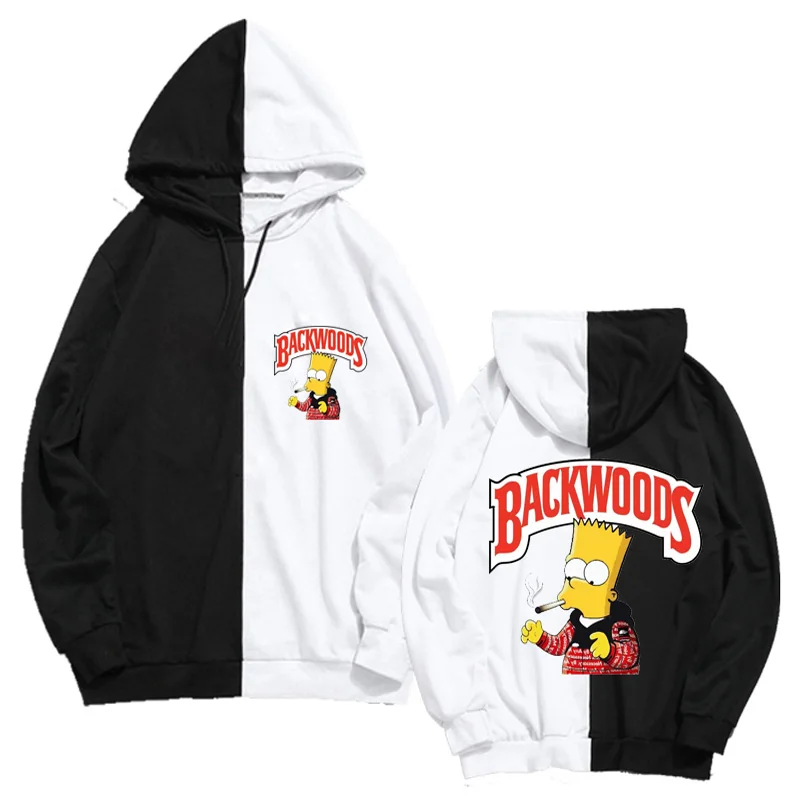 

Толстовка Мужская/Женская хлопковая с капюшоном, составного кроя BACKWOODS Аниме Хлопок Тонкая Толстовка Мужчины/Женщины Толстовки Харадзюку Т...