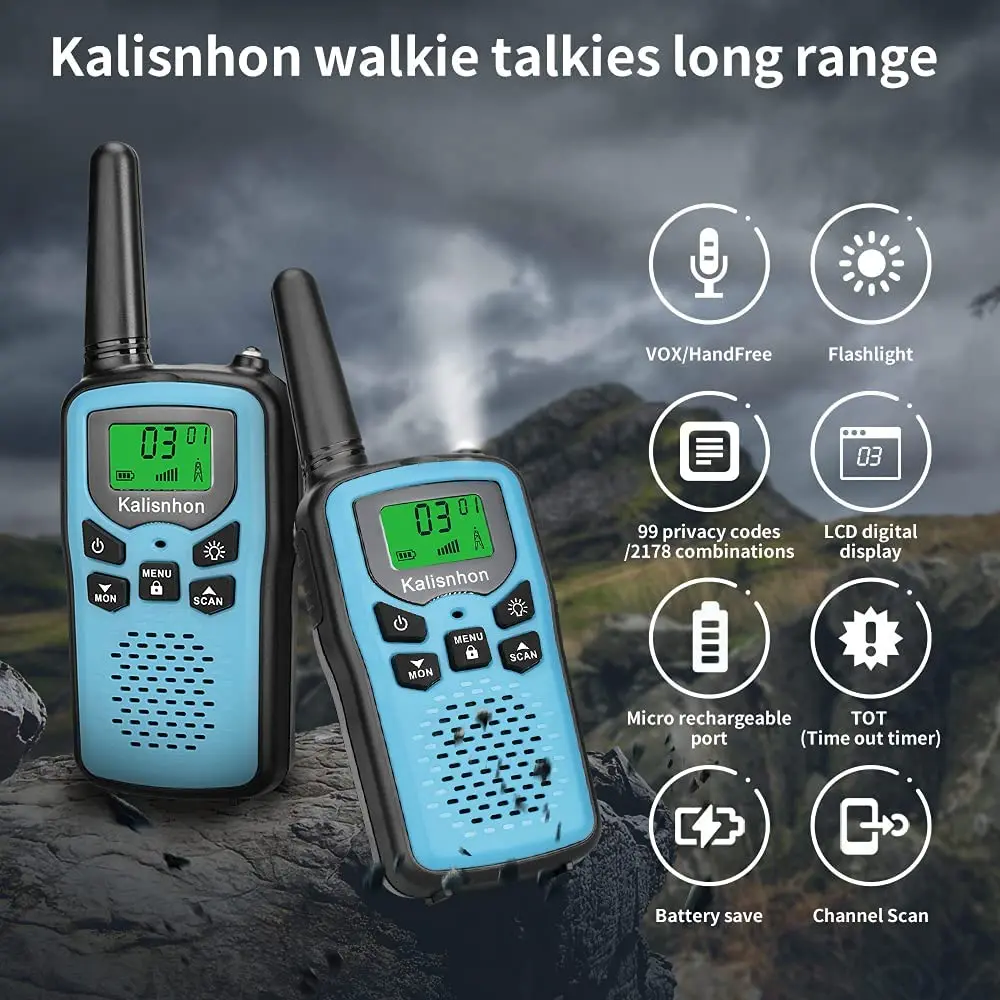 Walkie Talkies for Adults,Kalisnhon walkie talkies with 22 FRS Channels,walkie Talkie Long Range with Flashlight VOX LCD