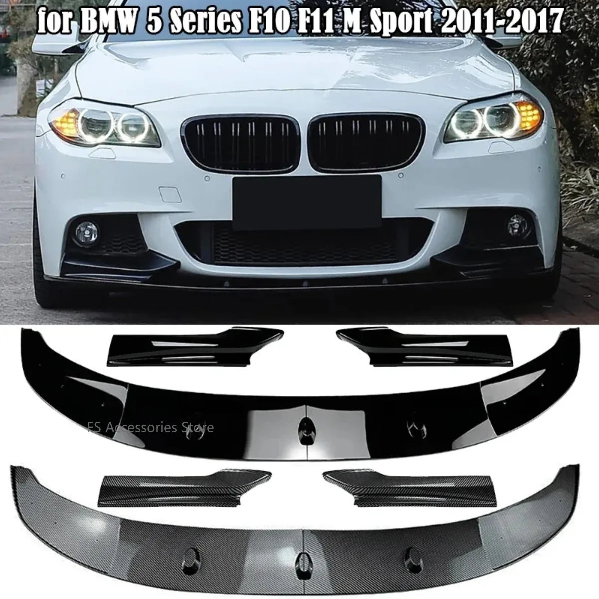 Фото Комплект переднего бампера, спойлер для BMW 5 серии F10 F11 520 523 525 535 530 M Sport 2011-2017, автомобильный сплиттер, бампер Canard Lip №1