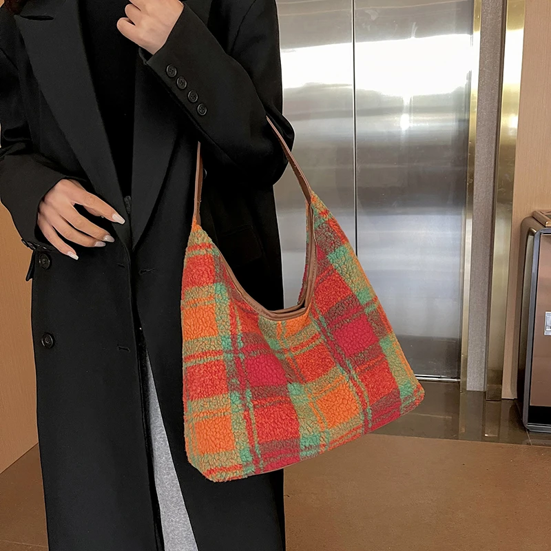 Модная классическая Универсальная Женская панельная Сумка-тоут из шерстяной