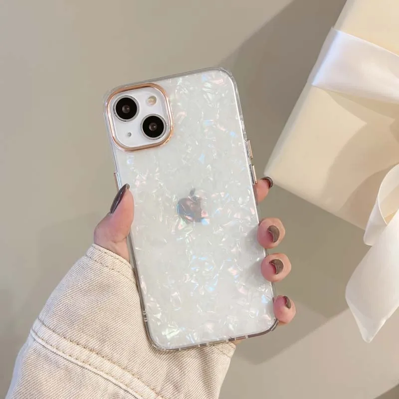

Soft IMD Silicone Metal Button Marble Dream shell Pattern Phone Case For iPhone 12 Pro Max 13 7 8 Plus XR XS MAX iphone 11 Coque
