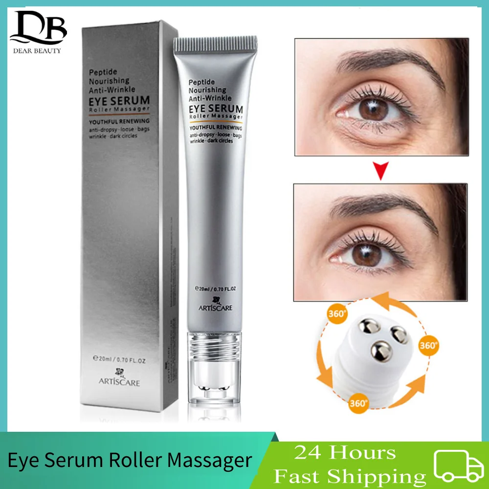 

20ml Multi-Titanium Eye Cream Roller Massager Wrinkle Removal Dilute Dark Circles Fine Lines Eye Bags Six Peptide Eye Serum New