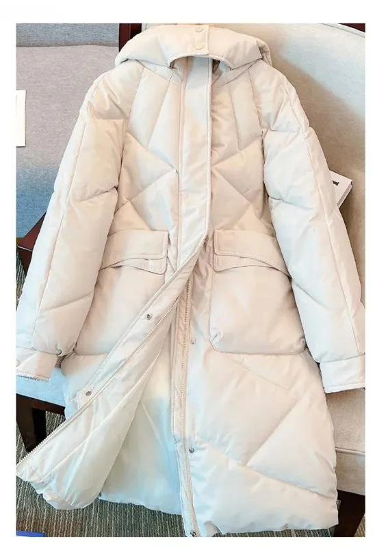 

Женская зимняя куртка с капюшоном, длинная свободная парка из плотного хлопка, модель 2023 года