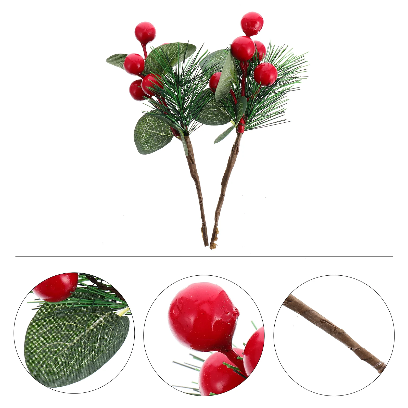 

Berry Artificial Picks Christmas Holly Stems Pine Red Bouquets Faux Tree Party Simulated Supplies Stem Branches