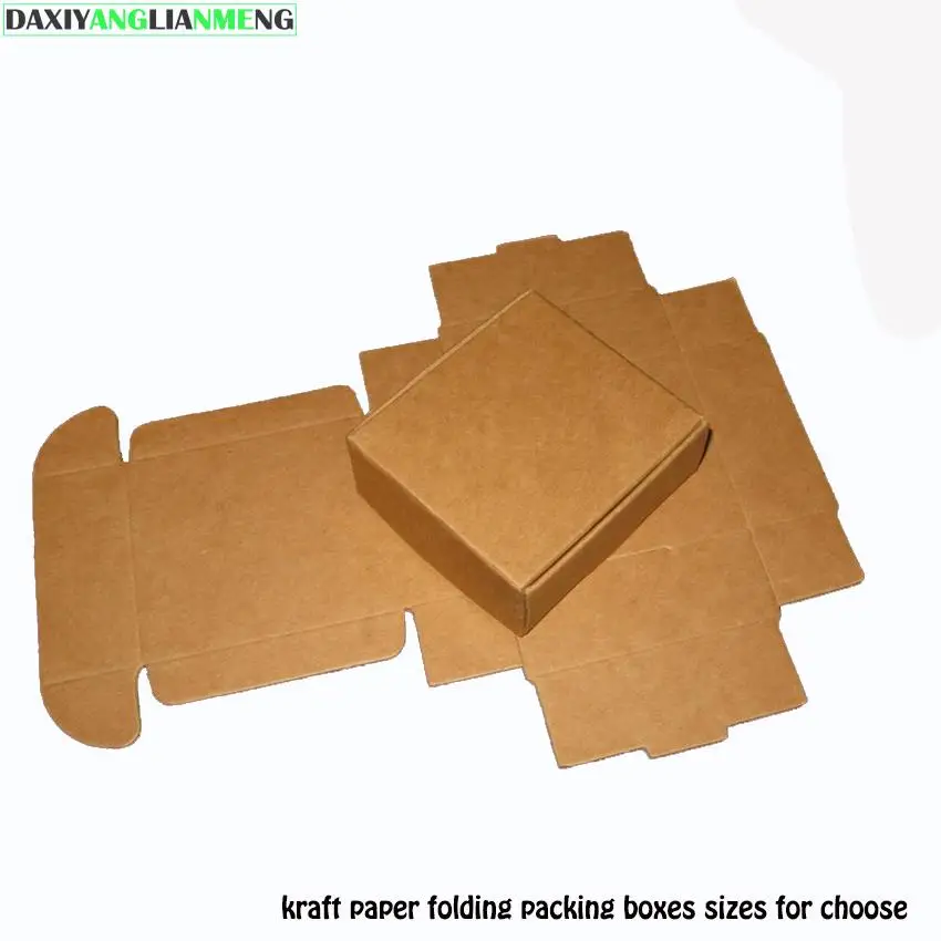 

50pcs/lot 5.5x5.5x1.5/10x10x4/ 12.5x12.5x4cm Kraft Paper Brown Gift Boxes Handmade Soap /jewelry/mooncake Packing Present Box