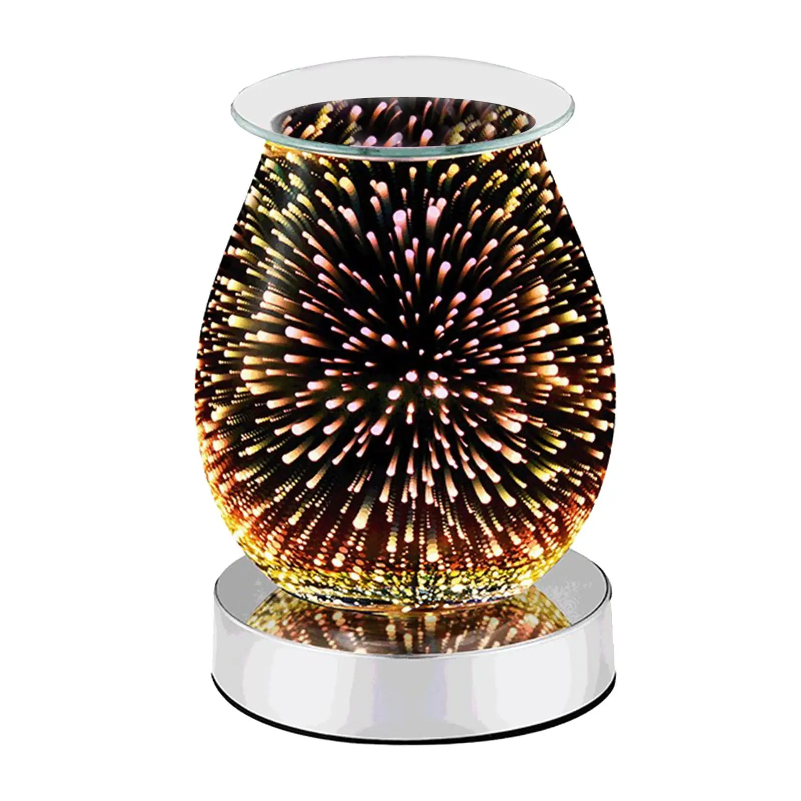 

Oil Diffuser Electric Candle Warmer Glass Wax Melt Warmer With 3D Firework Effect Night Light Tart Burner Aroma Decor