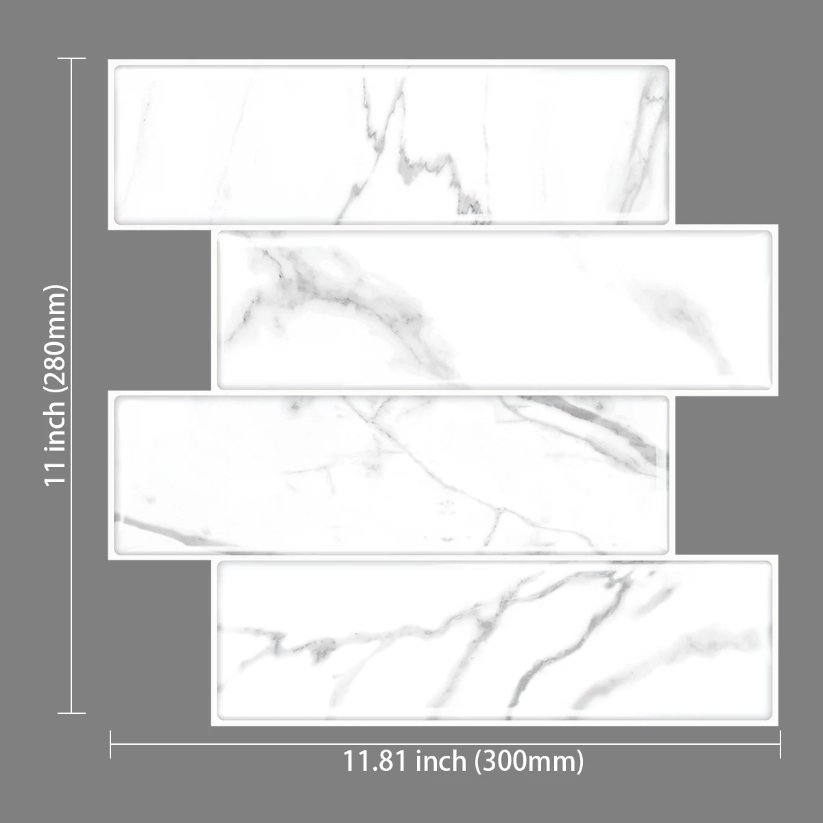 

2.5MM Thickness Oblong Marble Subway Wall Tiles - 5 Pieces Pack
